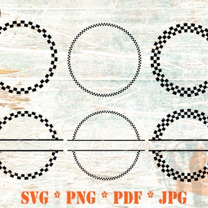 May include: Six black and white checkered circle frames, three with a horizontal line across the center.  SVG PNG PDF JPG