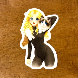 Time Person of Year Icon Sticker | Taylor Eras TTPD Benji Cat | Waterproof Durable | 2 Sizes | Original Design |Collectible Art|Gift For Her