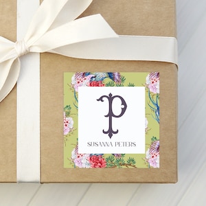 Chinoiserie-visitekaartje, gepersonaliseerde visitekaartje, monogram-visitekaartje, groen
