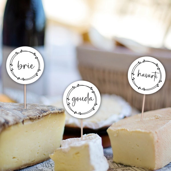 Customizable Charcuterie Board Labels, Customizable Cheese Picks, Cheese Board Accessories, Wine and Cheese Party, DIY Cheese Tags