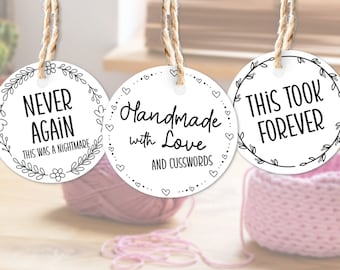 Funny Gift Tag for Handmade Items, Gift Tags for Crafts, Funny Tags for Knit or Crochet, Hang Tags for Homemade Gifts