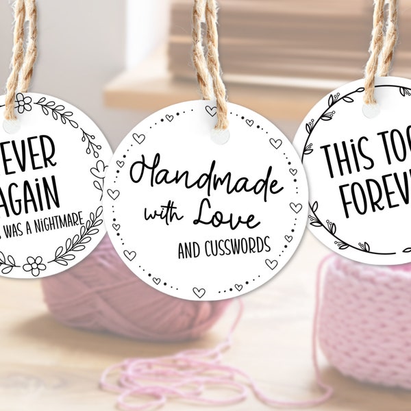 Funny Gift Tag for Handmade Items, Gift Tags for Crafts, Funny Tags for Knit or Crochet, Hang Tags for Homemade Gifts