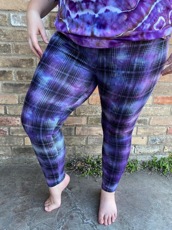 Ice Dyed Jeggings-plaid-purple-1x | Etsy