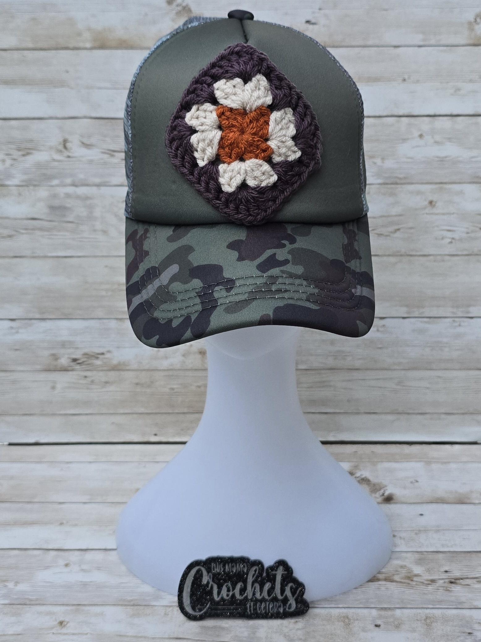 Hand Crocheted Granny Square Trucker Hat - Etsy display picture 1
