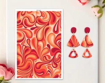 60's 70's Swirl Water Transfer Images for Polymer Clay