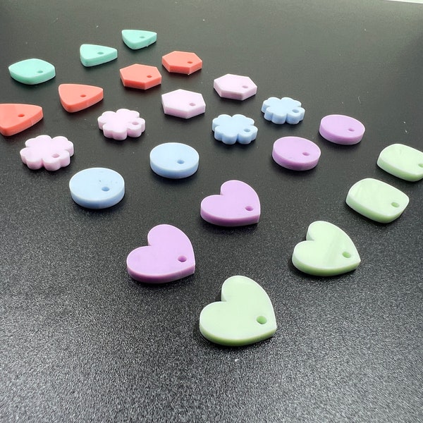 Acrylic stud toppers, pastels, Laser Cut Shapes,