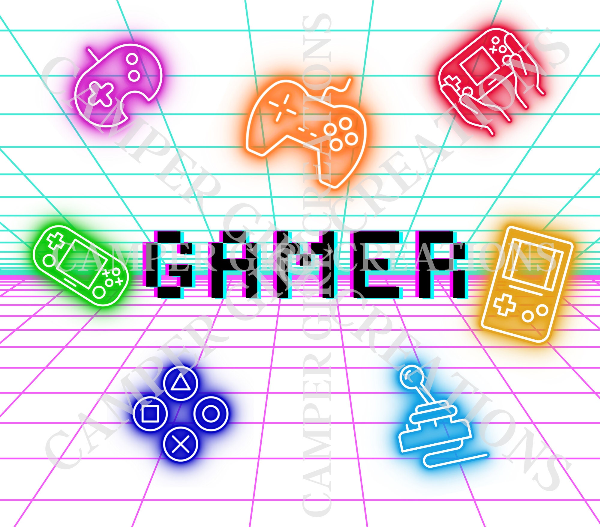 Neon Gamer 20 Oz Skinny Tumbler Sublimation Design Straight - Etsy
