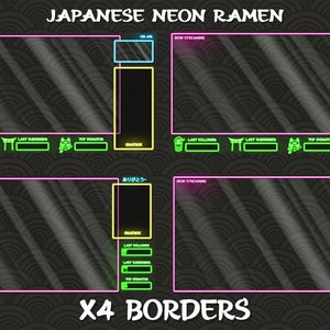 Japanese Neon Twitch Overlay / Japan neon / Ramen theme / Stream Package image 2