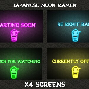 Japanese Neon Twitch Overlay / Japan neon / Ramen theme / Stream Package image 3