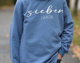 Geburtstagshoodie, Hoodie mit Name und Zahl, Pullover, Sommersweat, Geburtstag