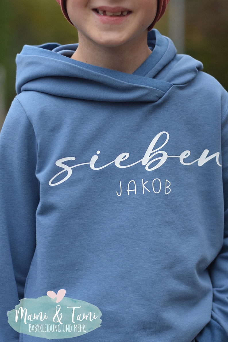 Geburtstagshoodie, Hoodie mit Name und Zahl, Pullover, Sommersweat, Geburtstag Bild 3