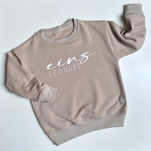 Geburtstagsshirt, Langarmshirt mit Name und Zahl, Pullover, Sweater, Geburtstag Sand