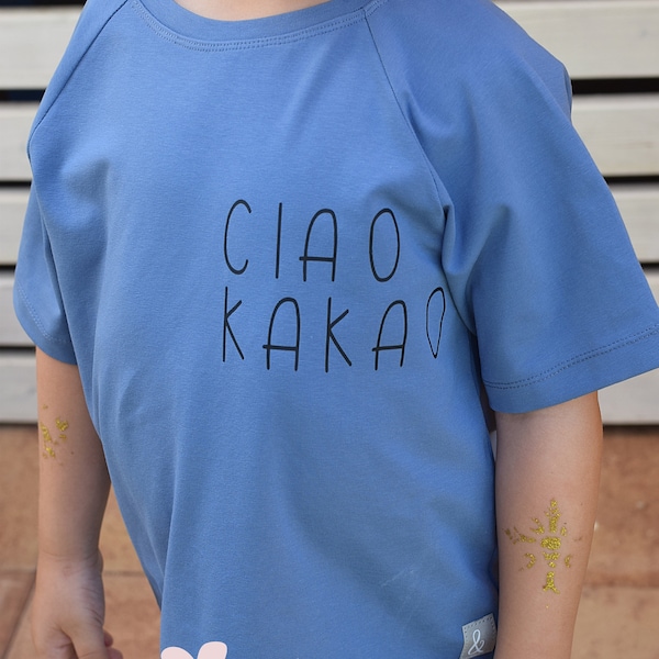 Cooles Oversizeshirt für Kinder, mit Plott, Ciao Kakao, Nice, Jersey, Kindershirt, kurzärmeliges Shirt, Basic Shirt, kurzarm