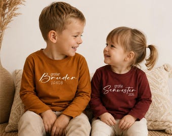 Personalisiertes Shirt Kinder – großer Bruder, große Schwester – kleiner Bruder, kleine Schwester - Oversizeshirt – Handmade Shirt
