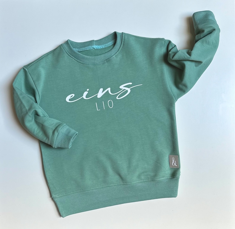 Geburtstagsshirt, Langarmshirt mit Name und Zahl, Pullover, Sweater, Geburtstag Mintgrün