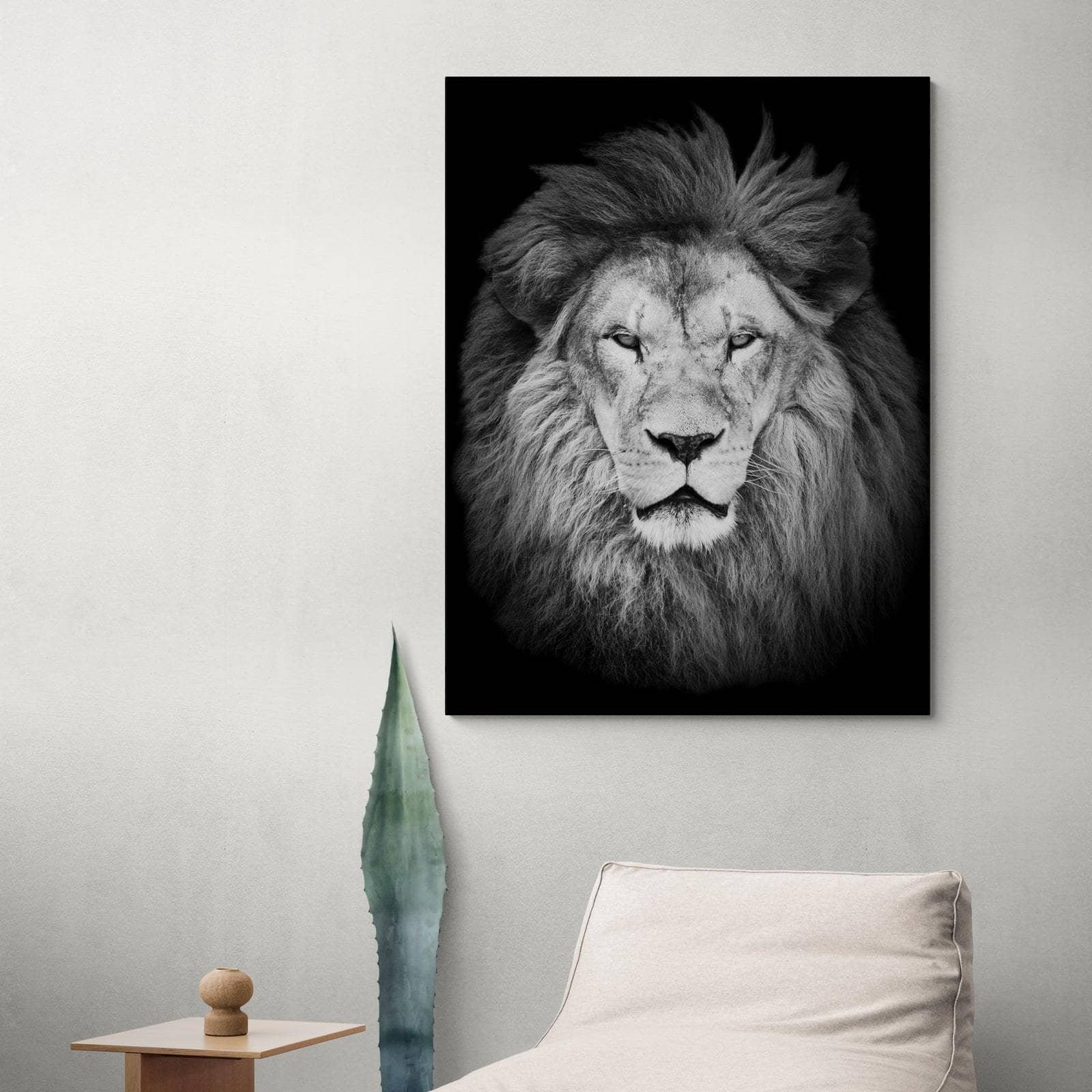 Tableau Lion Noir et Blanc