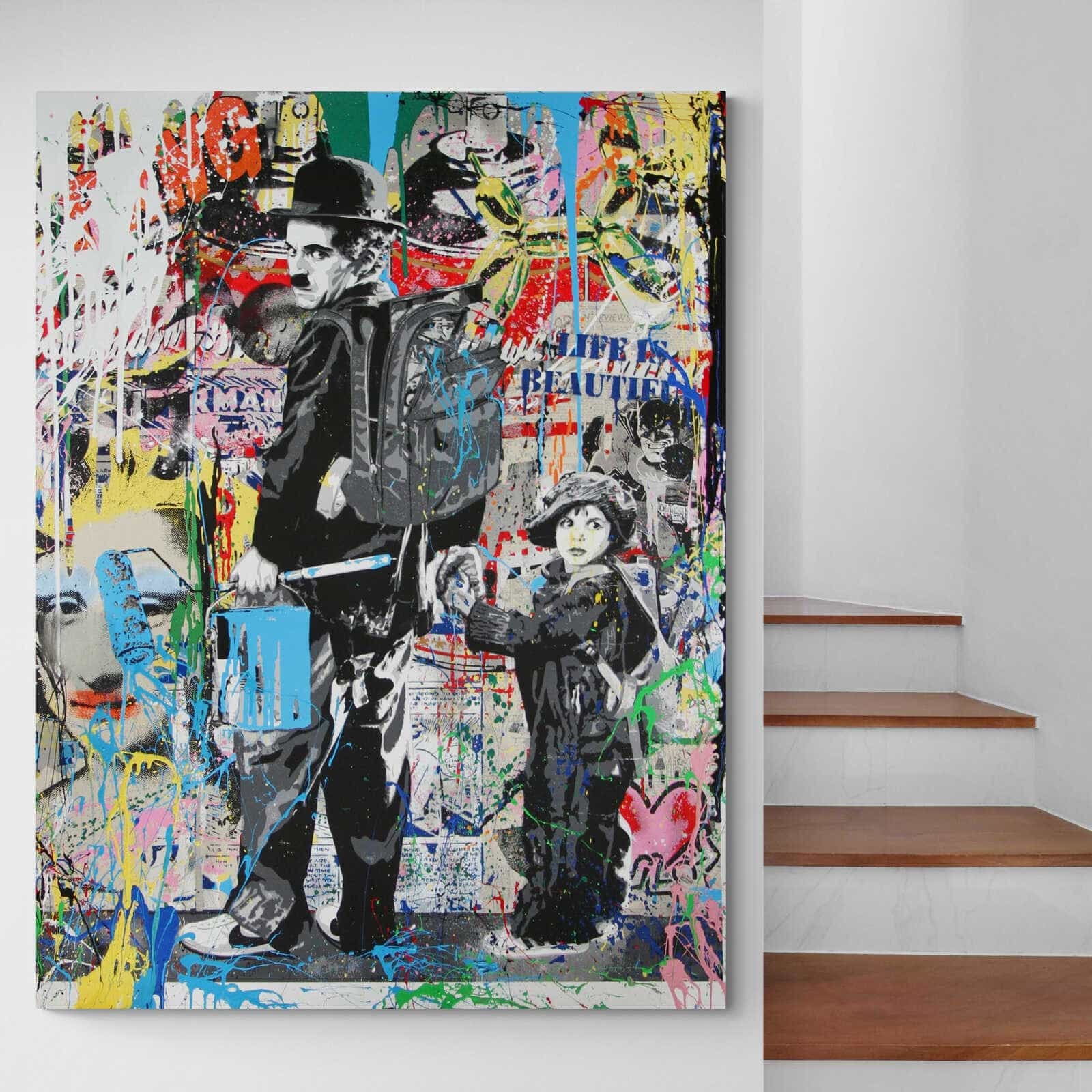 Tableau Street Art Charlie Chaplin Life Is Beautiful