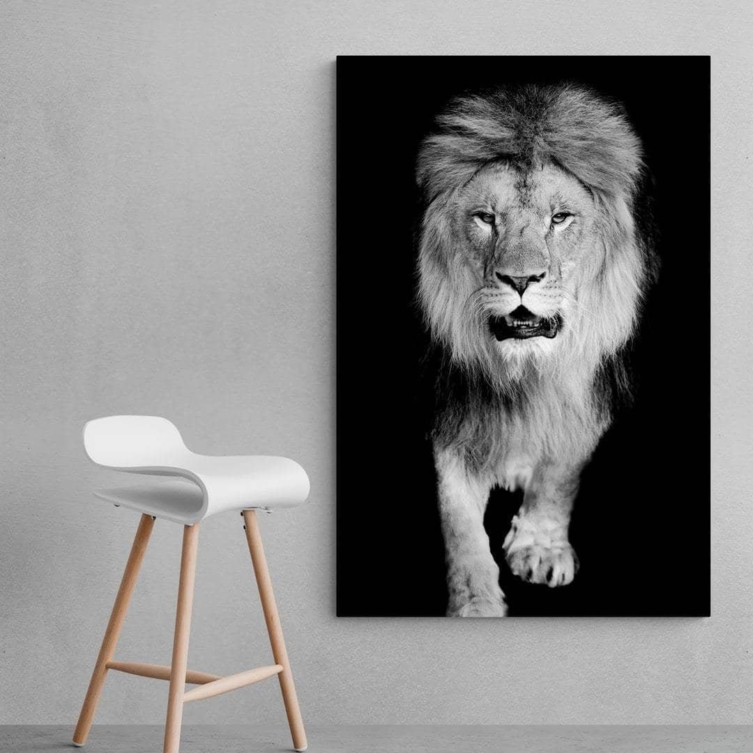Tableau Lion Noir et Blanc La Marche