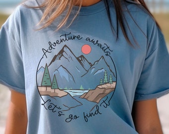 Äventyr väntar T-shirt, Wanderlust Explore More T-shirt, naturälskare T-shirt, camping T-shirt, bergsvandrare T-shirt, campingpresent, semester