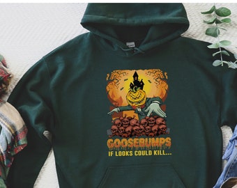Goosebumps Bookish Hoodie, If Looks Could Kill, R.L Stine Inspired Graphic Hoodie, Horror Film Sweater, Retro Series, Pumpkin Tee