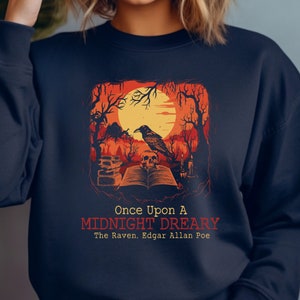 Edgar Allan Poe Sweatshirt, Dark Academia Pullover, Geschenk für Dichter, Bücherwurm Sweatshirt, Rabenpullover, Nevermore Sweatshirt