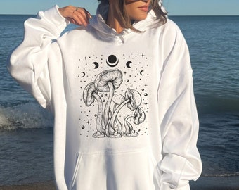Cottagecore Mushroom Hoodie, Magical Moth Fairycore Hoodie, Dark Academia Hoodie, Cottage Core Clothing, Aesthetic Mushroom Shirt
