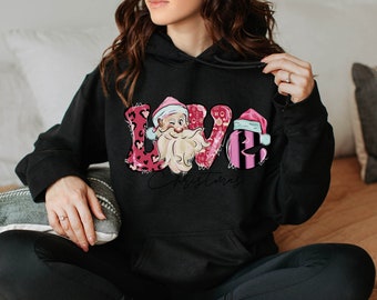 Love Christmas Hoodie, Santa Hat, Funny Christmas, Santa Tee, Cute Christmas Hoodies, Merry Christmas, Love Tee, Christmas Gifts