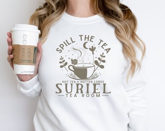 Suriel Tea Co Sweatshirt, A Court of Thorns and Roses Sweater, Sarah J Maas, ACOTAR Shirt, Suriel's Tearoom, High Lord Hot Tea, Bookish Gift