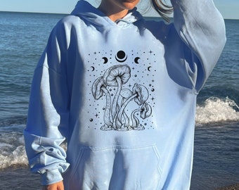 Cottagecore Mushroom Hoodie, Magical Moth Fairycore Hoodie, Dark Academia Hoodie, Cottage Core Clothing, Aesthetic Mushroom Shirt