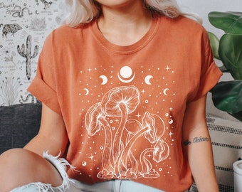 Comfort Colors Cottagecore Mushroom T-Shirt, Magical Moth Fairycore T-Shirt, Dark Academia Shirt, Cottage Core Clothing, Mushroom Shirt