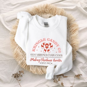 Vintage Christmas Kringle Candy Co Sweatshirt, Old Fashioned Candy Cane Sweater, Retro Holiday Christmas Shirt, Family Christmas Sweater