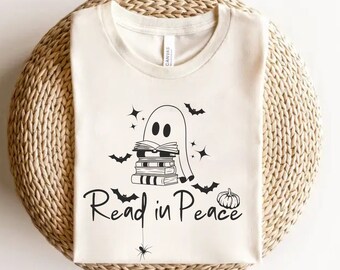 Lezen in vrede shirt, Halloween boeklezer shirt, boek minnaar cadeau, leesgrage gift, Halloween cadeau, schattig Ghost lezing shirt, boekenwurm tshirt