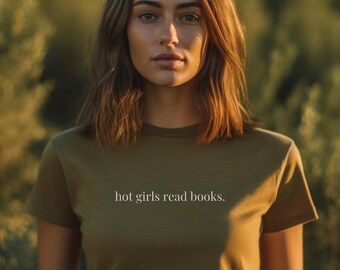 Heiße Mädchen lesen Bücher T-Shirt, Leseliebhaber Rundhalsausschnitt, Bücherwurm T-Shirt, Buchliebhaber Geschenk, Bibliothekar Geschenkidee, Geschenk für ihre Ideen