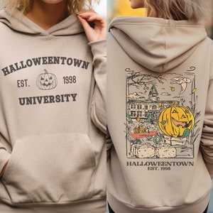 Vintage Halloweentown University Est 1998 Front and Back Hoodie, 2-Sided Halloween Sweatshirt, Retro Fall Shirt