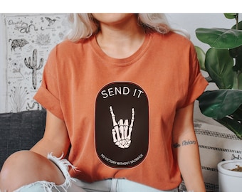 Comfort Colors No Victory Without Sacrifice T-shirt, Skeleton Shirt, Rock and Roll Shirt, Skeleton Hand Shirt, Unisex Shirt For Rock Concert