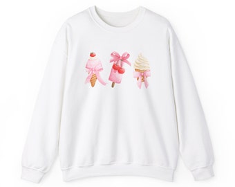 Coquette Ice Cream Sweatshirt, Coquette Sweatshirt, Coquette Ribbon Shirt, Floral Coquette Clothing, Pink Bow Shirt, Cute Sweater