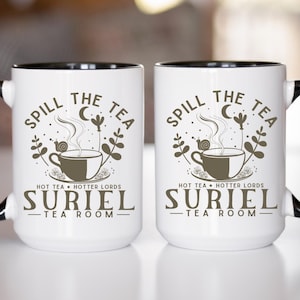 Suriel Tea Two-tone Coffee Mug, a Court of Throns and Roses Mug, Sarah J Maas, ACOTAR, Suriel&#39;s Tearoom, High Lord Hot Tea Cup, Bookish Gift