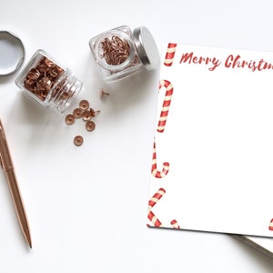 Download digitale della cancelleria natalizia stampabile Candy, carta intestata istantanea personalizzabile, carta da lettera modificabile, carta intestata Candy Cane