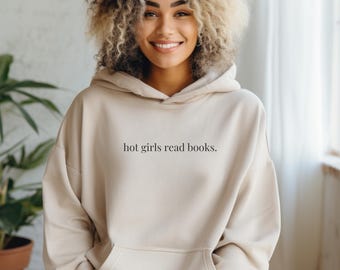Heiße Mädchen lesen Bücher Hoodie, Leseliebhaber Rundhalsausschnitt, Bücherwurm Pullover, Buchliebhaber Geschenk, Bibliothekar Geschenkidee, Geschenk für ihre Ideen