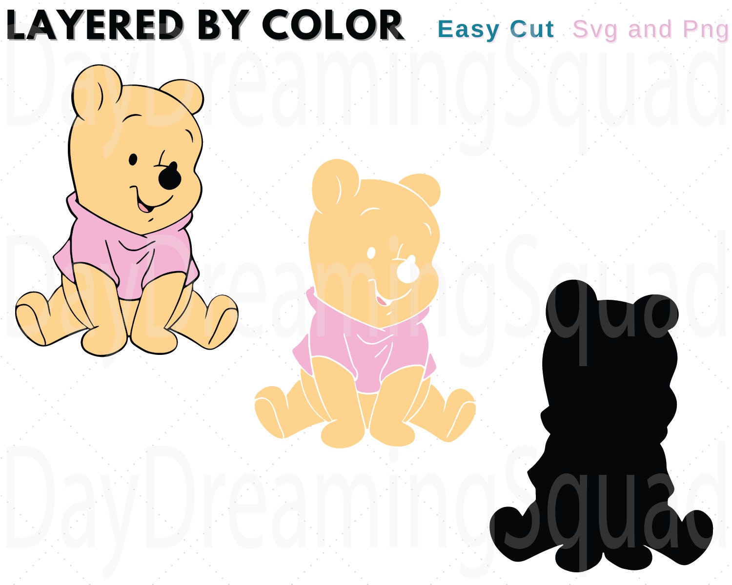 Dessin Winnie L ourson Bebe En Couleur Couches Svg fichier Cricut rose bébé svg numérique - Etsy Canada