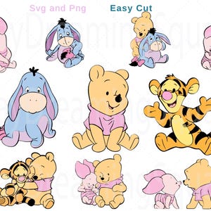 Descarga de Winnie the Pooh rosa, archivo Cricut, bebé svg, digital, PNG, paquete Svg, archivo Cricut, descarga digital, archivo digital, archivo de camiseta, archivo Tumbler