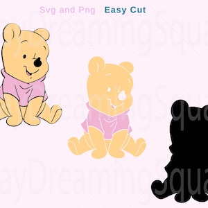 Descarga de Winnie the Pooh rosa, archivo Cricut, bebé svg, digital, PNG, paquete Svg, archivo Cricut, descarga digital, archivo digital, archivo de camiseta, archivo Tumbler