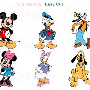 Mickey and Minnie Mouse Svg Png Bundle, Mickey Minnie Svg, Daisy and Donald Duck Svg, Pluto and Goofy, Mickey Cricut file, Digital Download