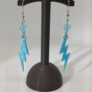 Blue Glow Lightning Bolt Earrings / Jewelry / Handmade Jewelry/ Glow in the dark jewelry / lightning bolts