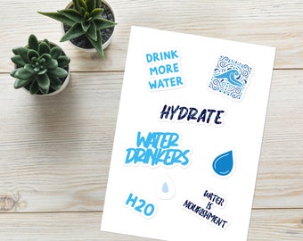 Hydrate Water H20 Drink More Sticker sheet