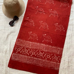 Women Red Hand Block Rajasthani Jaipur Printed Organic Cotton Scarf/Stole or Shawl,Summer spring clothing gift for her gift for girlfriend image 3