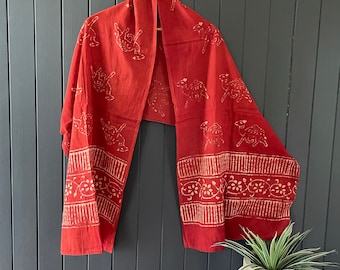 Écharpe/étole ou châle en coton biologique imprimé Rajasthani Jaipur pour femmes, vêtements de printemps d'été; cadeau pour elle; cadeau pour petite amie