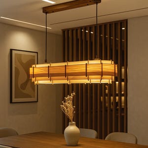 Lámpara colgante de madera / Lámpara hecha a mano / Lámpara de techo / Decoración del hogar moderna de mediados de siglo / Lámpara industrial / Lámpara de mesa de comedor moderna de mediados de siglo