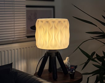 Modern Designed Table lamp made from Natural Materials with a wooden base, Lampshade, Bedside Lamp, Mid Century Modern, Special Design