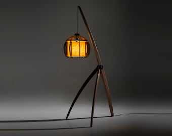 Wood floor lamp, Custom design lamp and  lighting, wood veneer  lighting, Mid Century Modern floor lamp, Unique Character Lighting, handmade